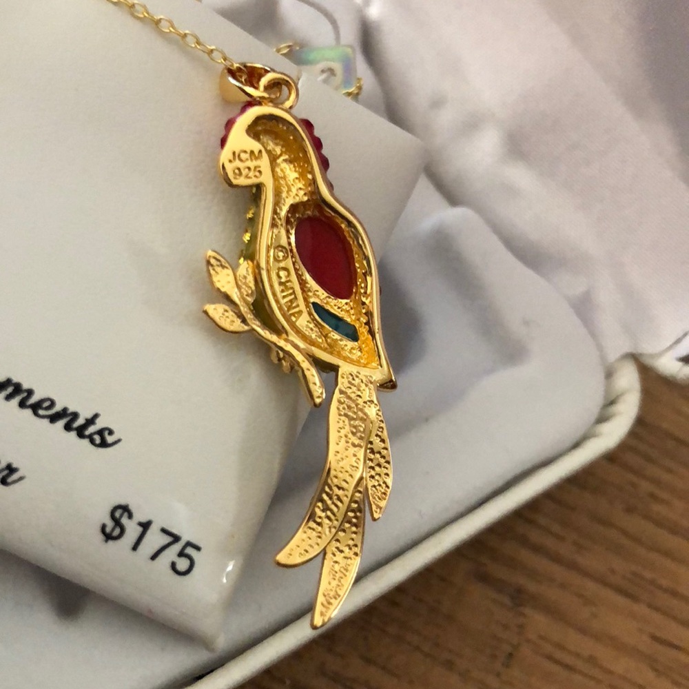 Yellow Plated Swarovski Crystal Parrot Pendant - Picture 7 of 7